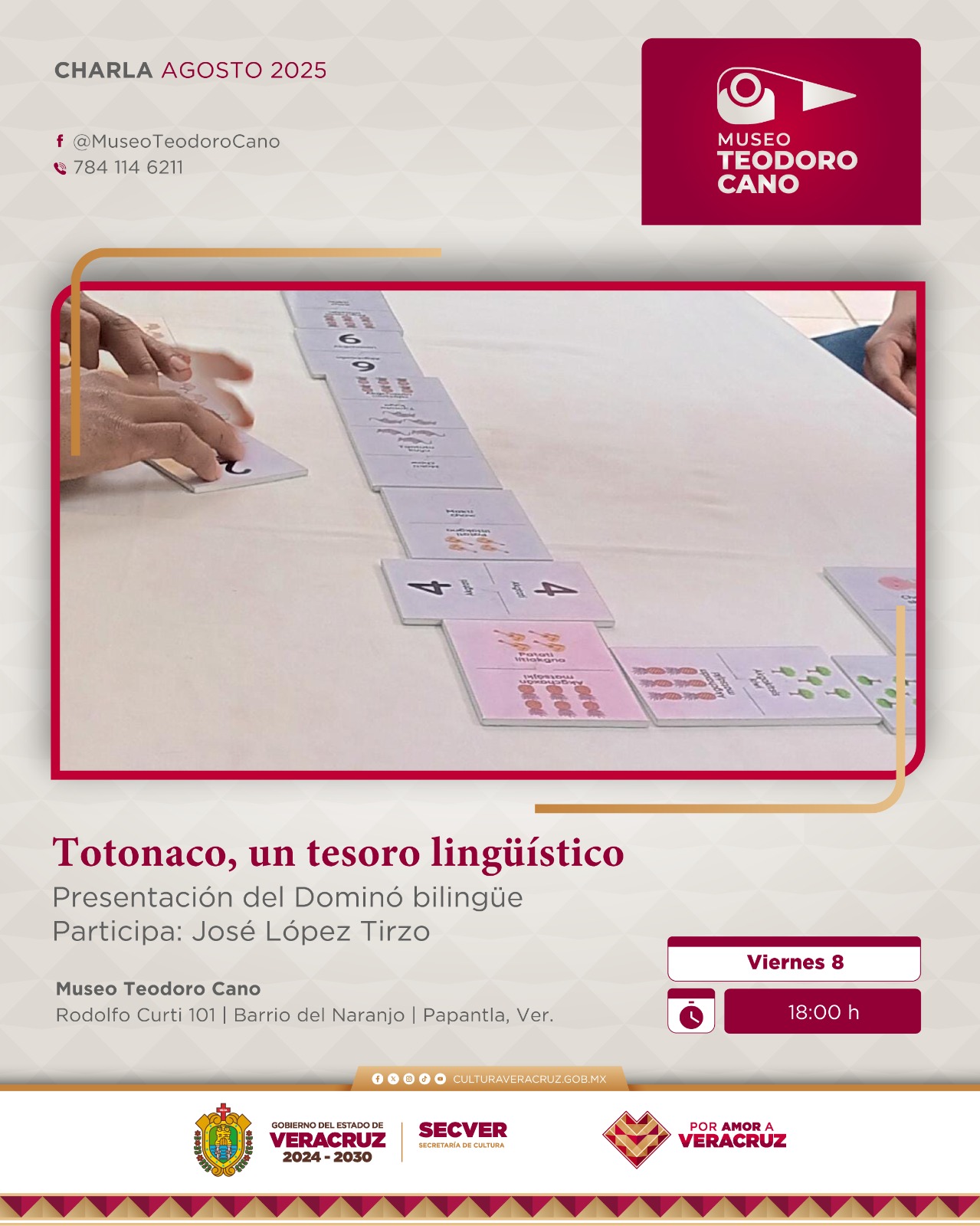 Charla y dominó en totonaco, este viernes en el Museo Teodoro Cano