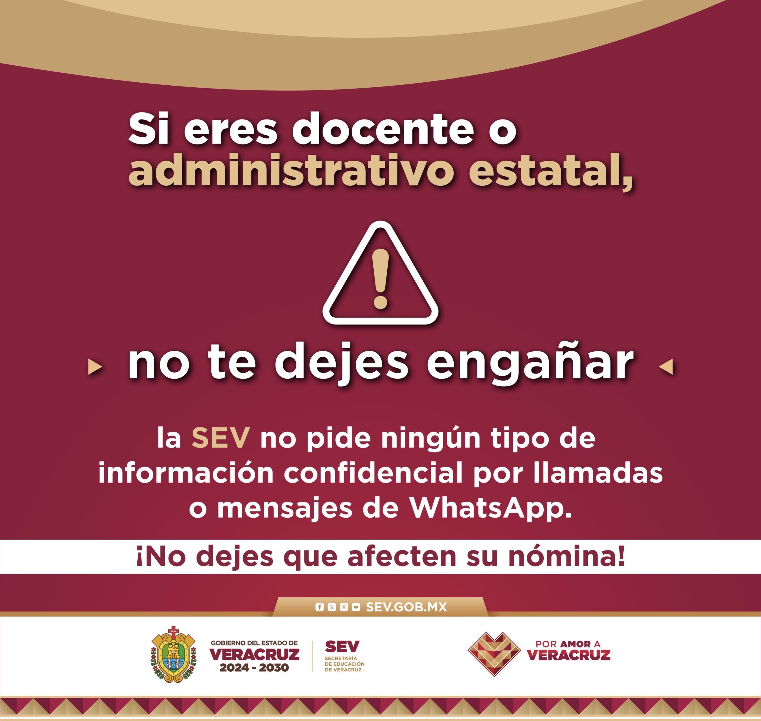 Advierte SEV al magisterio no dejarse engañar con llamadas o mensajes de WhatsApp
