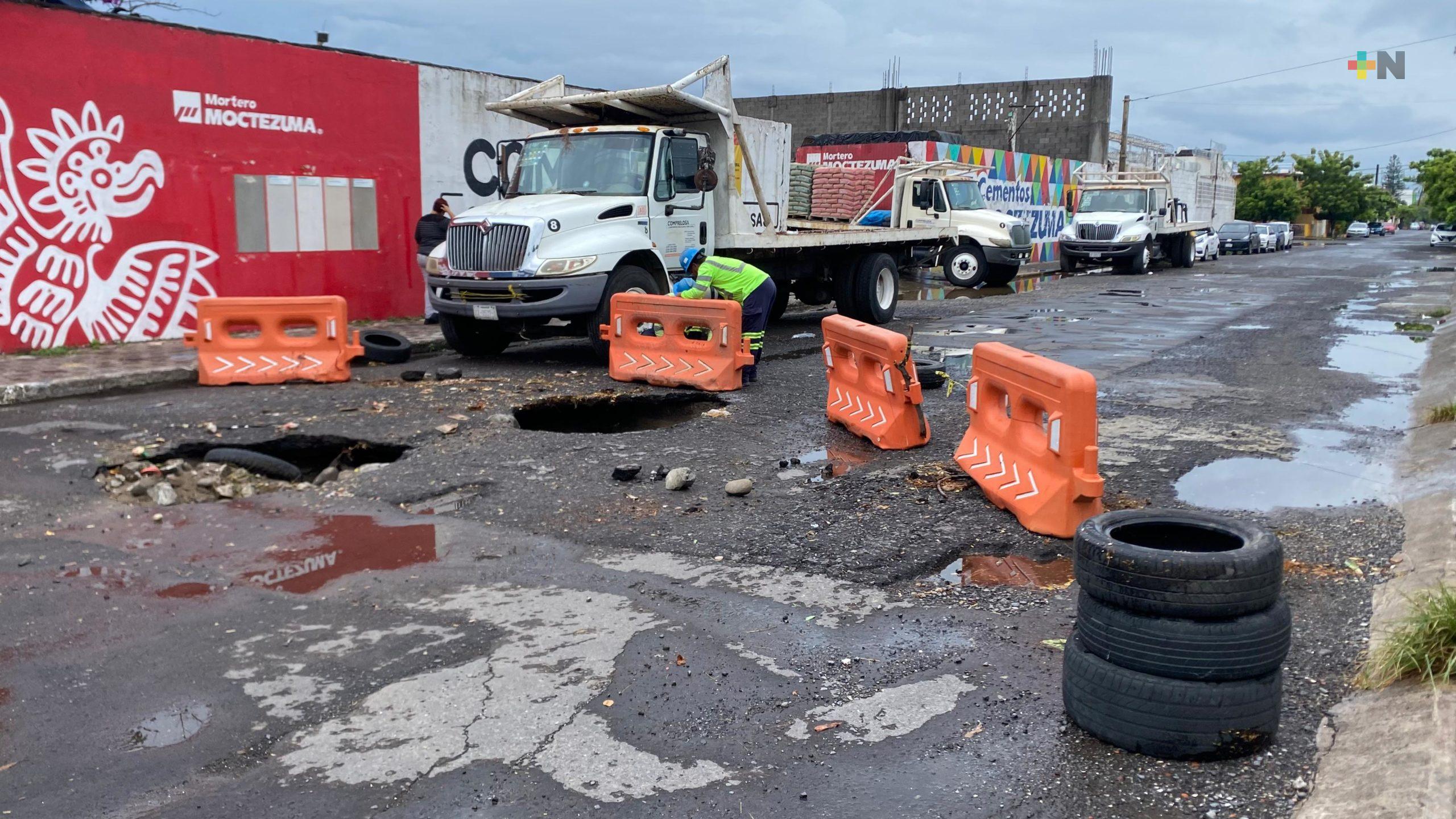 Nuevos hundimientos aparecen en fraccionamiento de Veracruz puerto