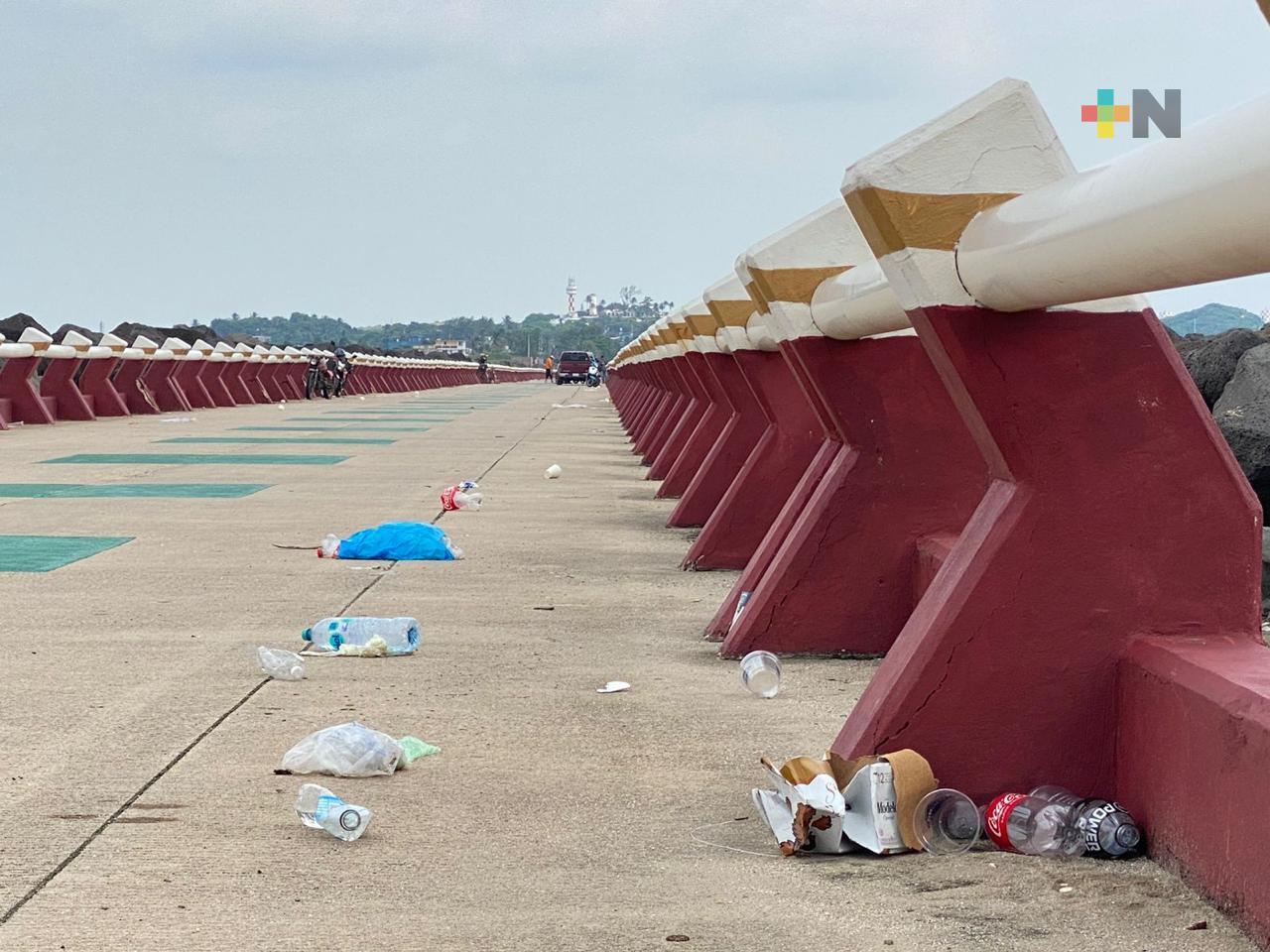 Basura invade el Paseo de las Escolleras de Villa Allende