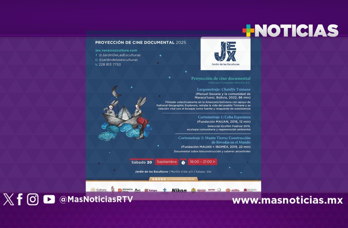 Invita Secver a la proyección de Cine Documental en el Jardín de las Esculturas