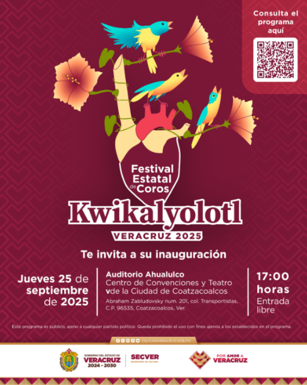 Realizará Secver primer Festival Estatal de Coros Kwikalyolotl en Coatzacoalcos