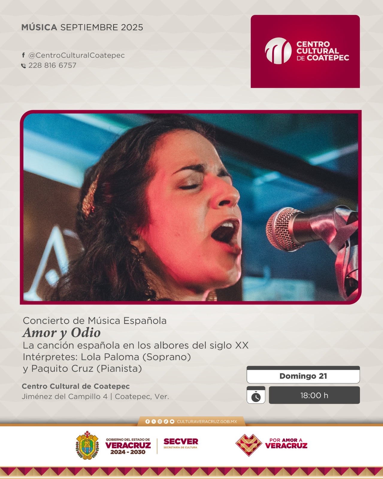 Invita SECVER a concierto de música española en Coatepec