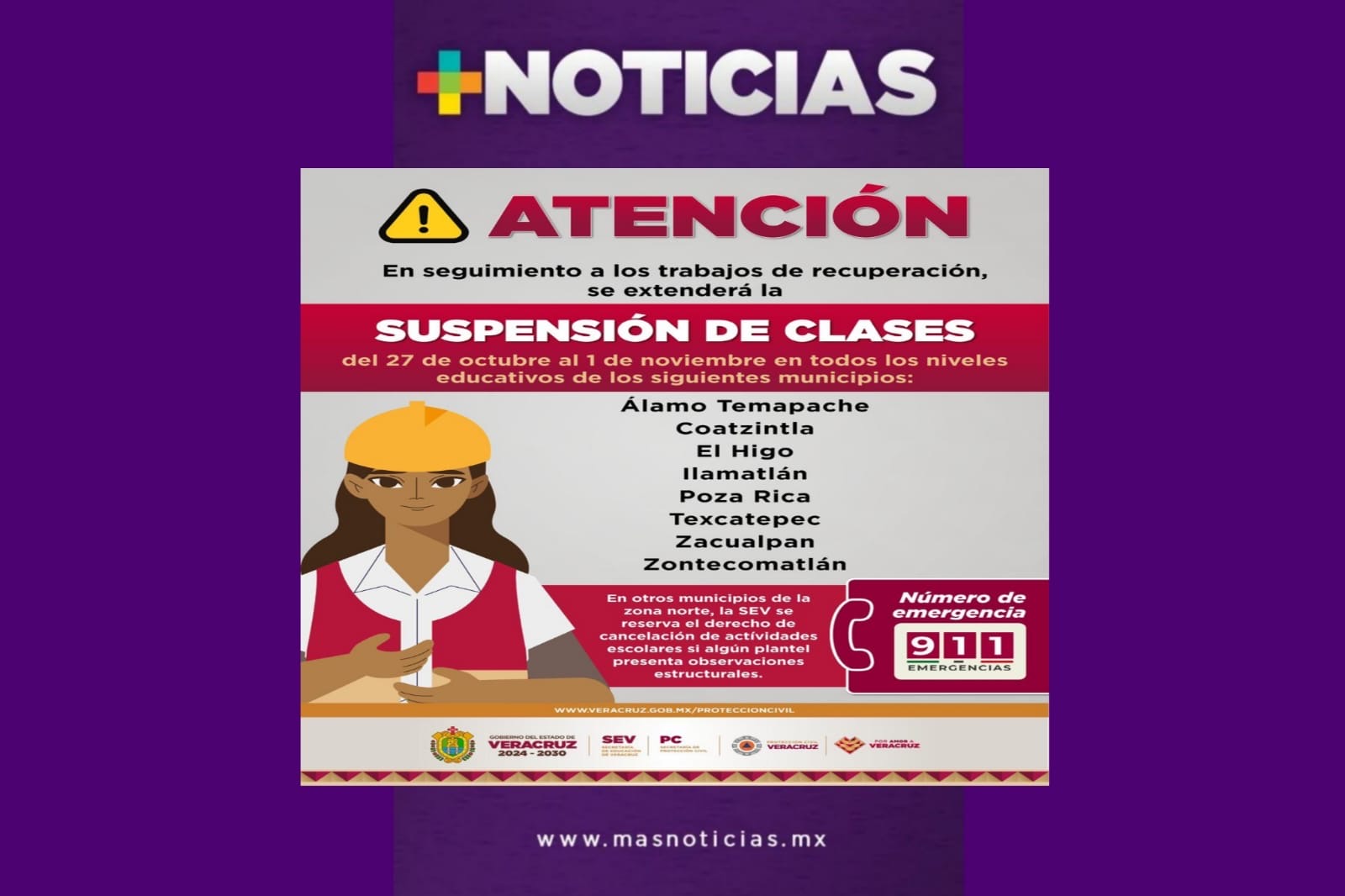 Se extiende suspensión de clases en ocho municipios de la zona norte
