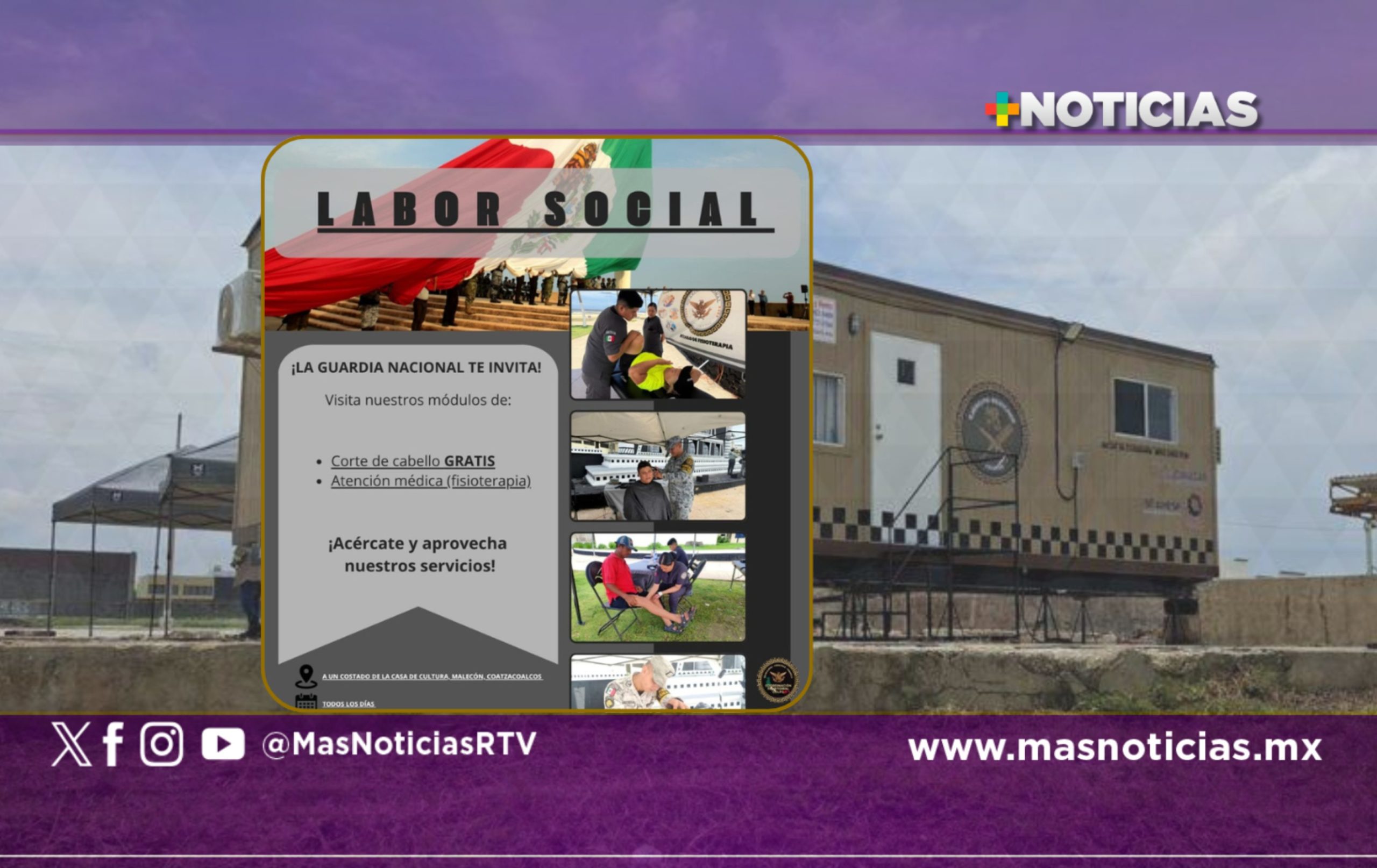 Corte de cabello y fisioterapia ofrece Guardia Nacional en Coatzacoalcos