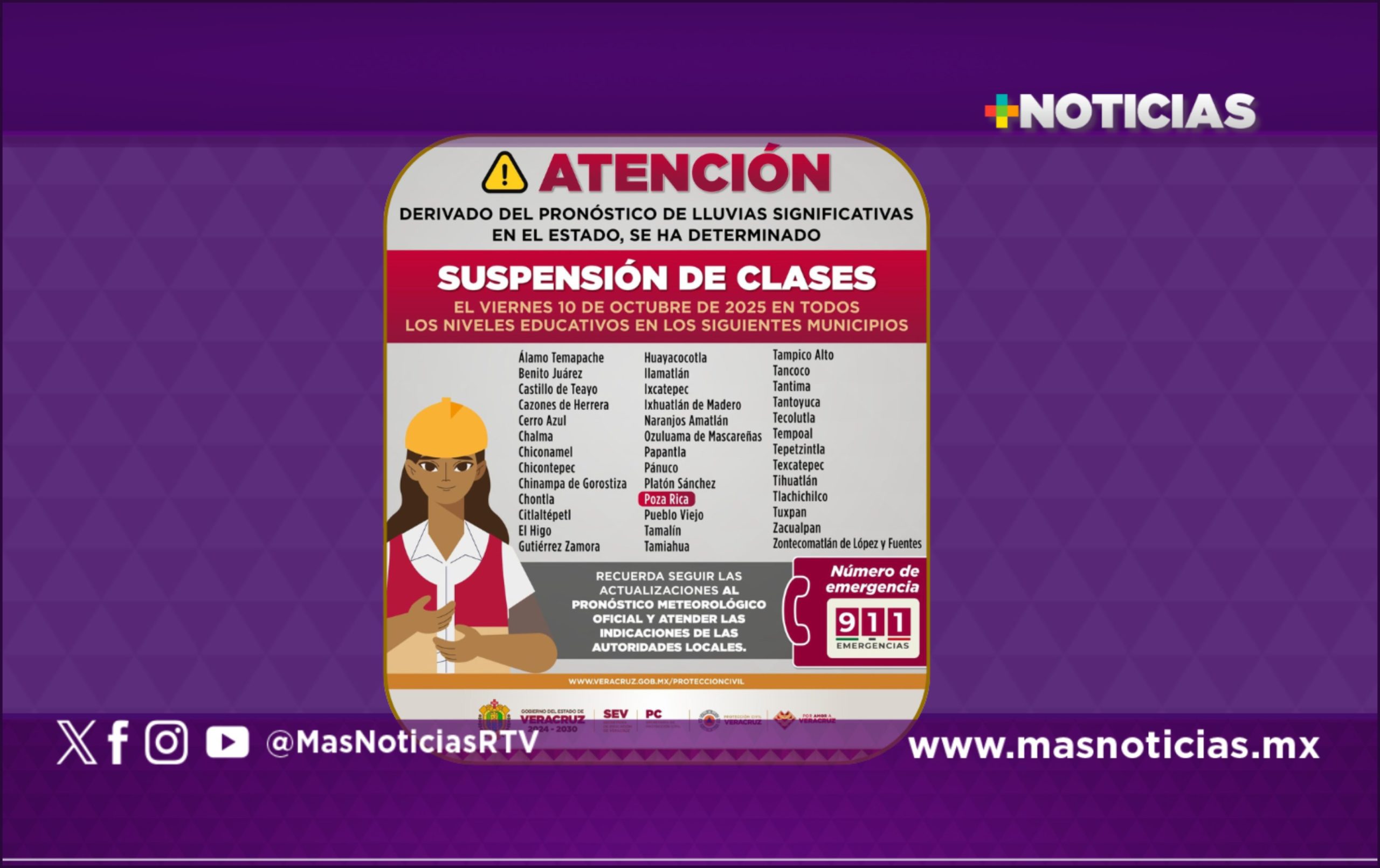 Gobierno de Veracruz mantiene suspensión de clases en 38 municipios