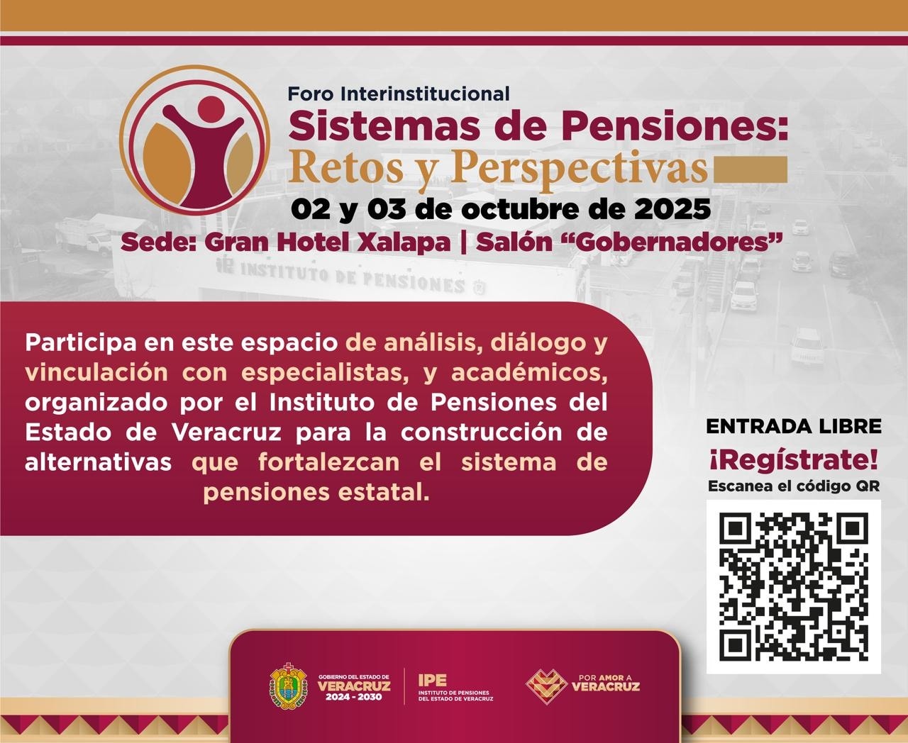 IPE invita al foro institucional Sistema de Pensiones: Retos y Perspectivas 