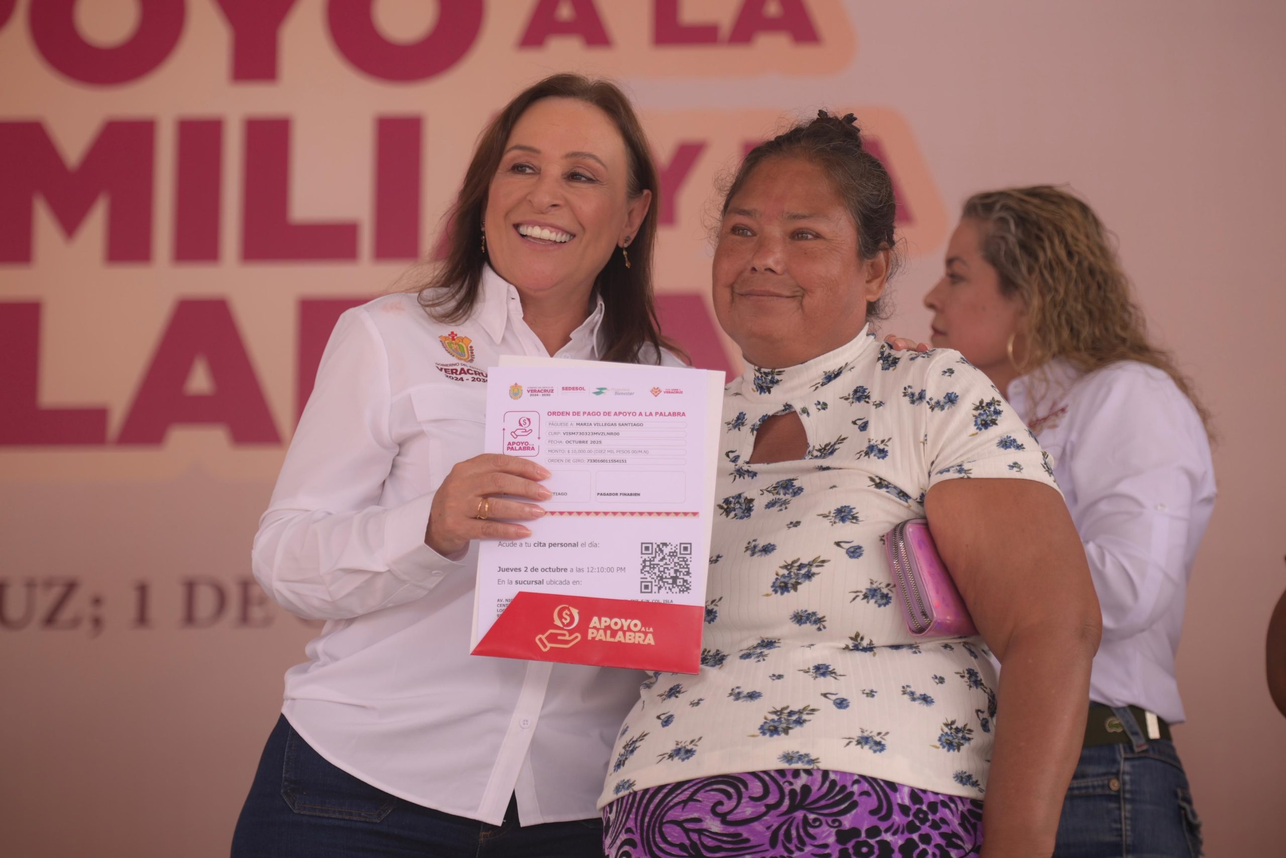 Con Apoyo a la Palabra y a la Familia, Veracruz da continuidad a la Cuarta Transformación: Rocío Nahle