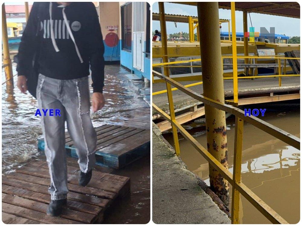 Disminuye nivel del río Coatzacoalcos, servicio de lanchas sin interrupciones