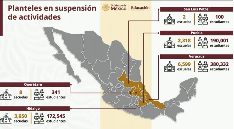 Lluvias intensas afectan 821 planteles educativos: SEP