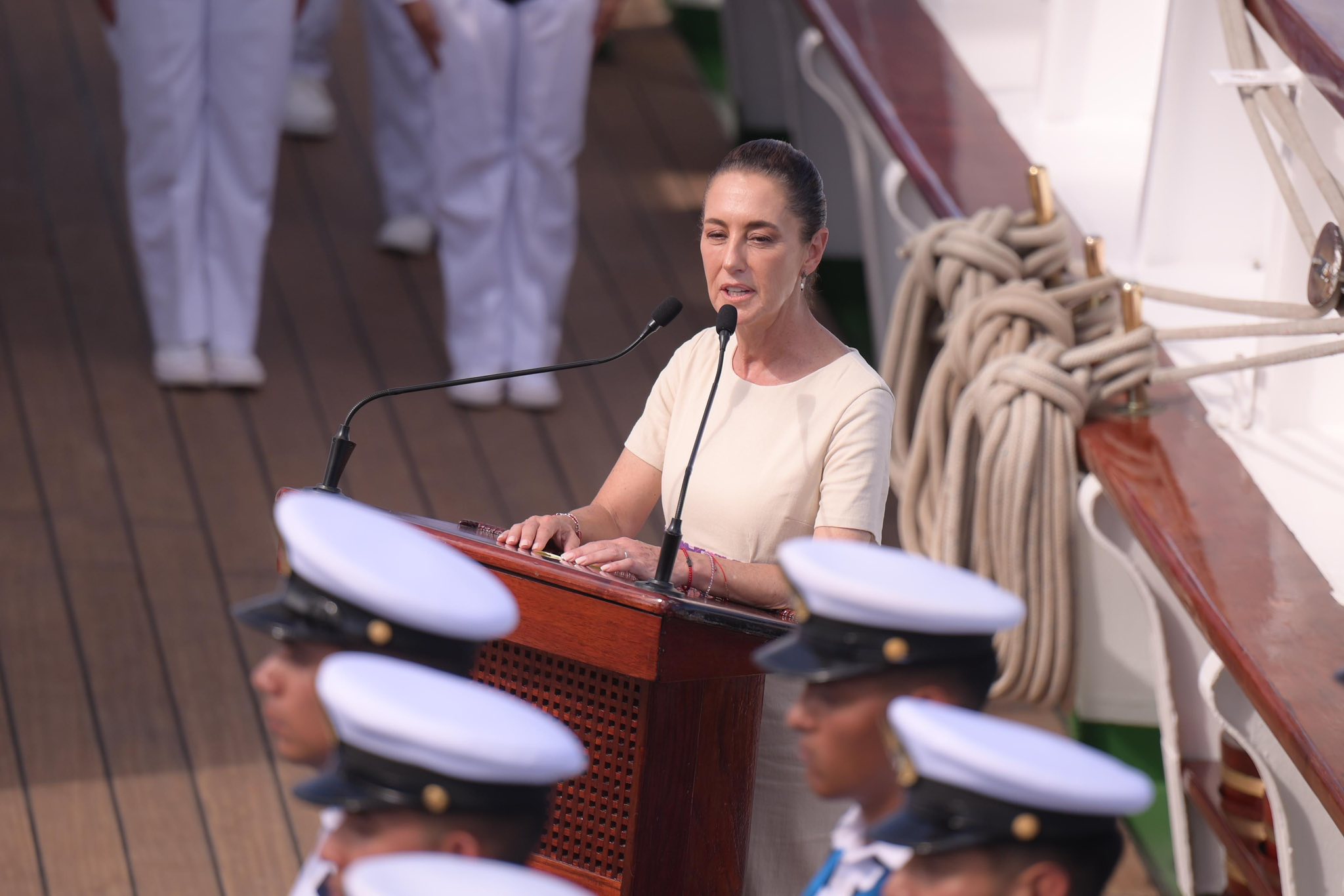 Nueva aduana, casa de Juárez y bicentenario de la Independencia en la Mar: visita de la Presidenta a Veracruz