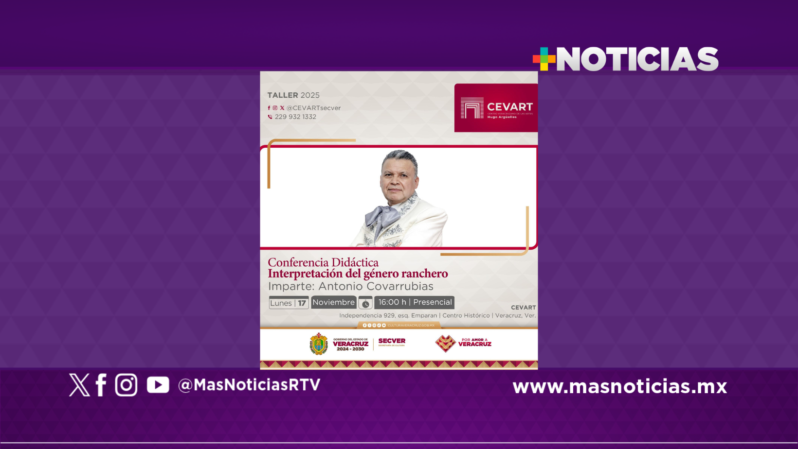 Secver invita al laboratorio creativo Conferencia didáctica: Interpretación del género ranchero