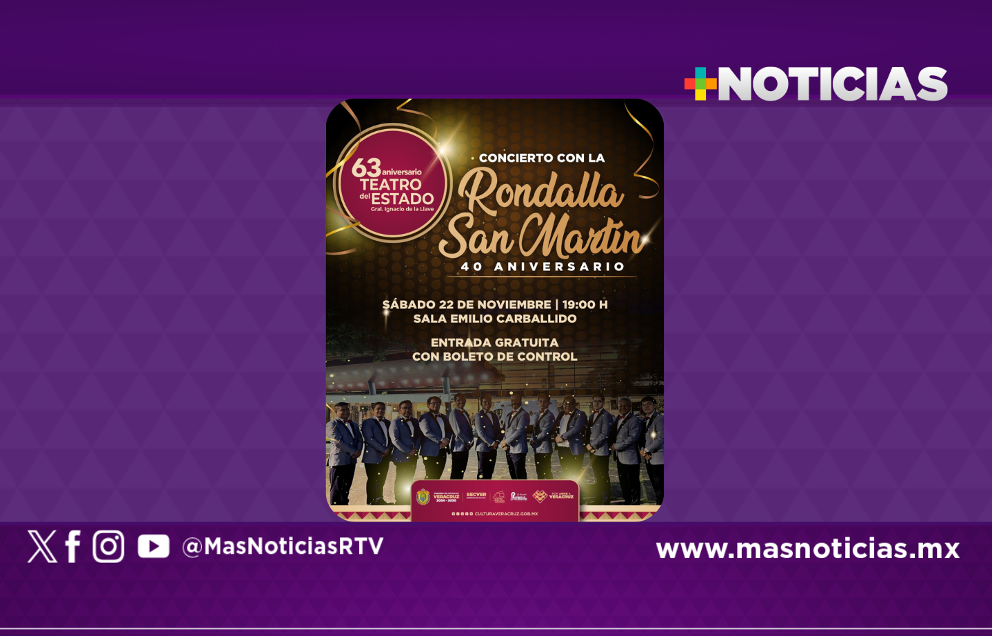 Celebra el 63° aniversario del Teatro del Estado con un concierto de la Rondalla San Martín
