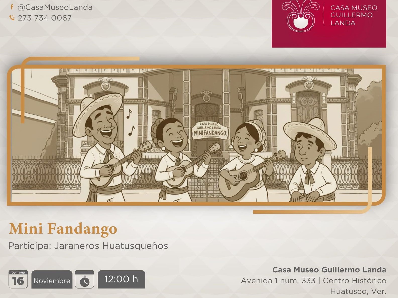 Secver invita al Mini fandango en la Casa Museo Guillermo Landa