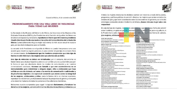 Mujeres de todo el país repudian acoso vivido por presidenta Claudia Sheinbaum