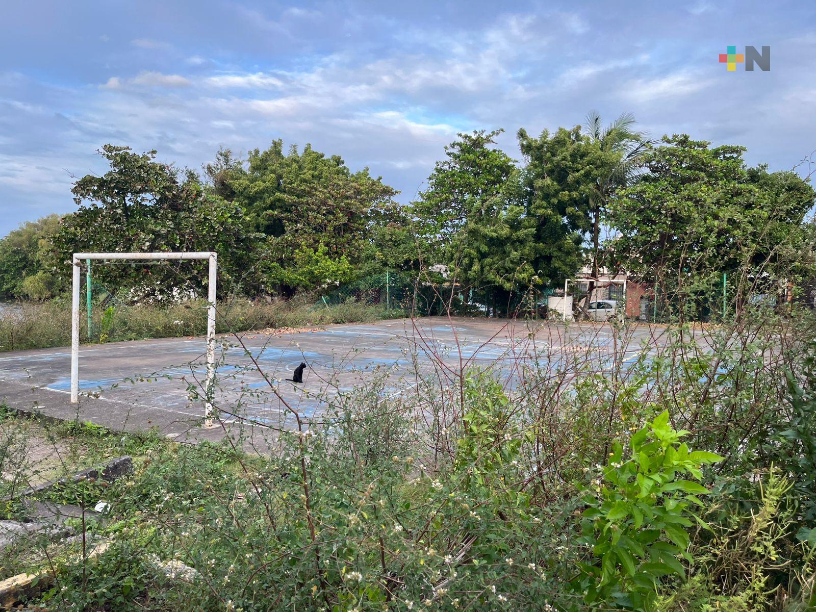 Piden rehabilitar cancha deportiva en colonia Lagos de Veracruz puerto