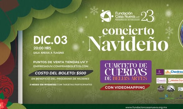 Invita Fundación Casa Nueva a concierto navideño con causa