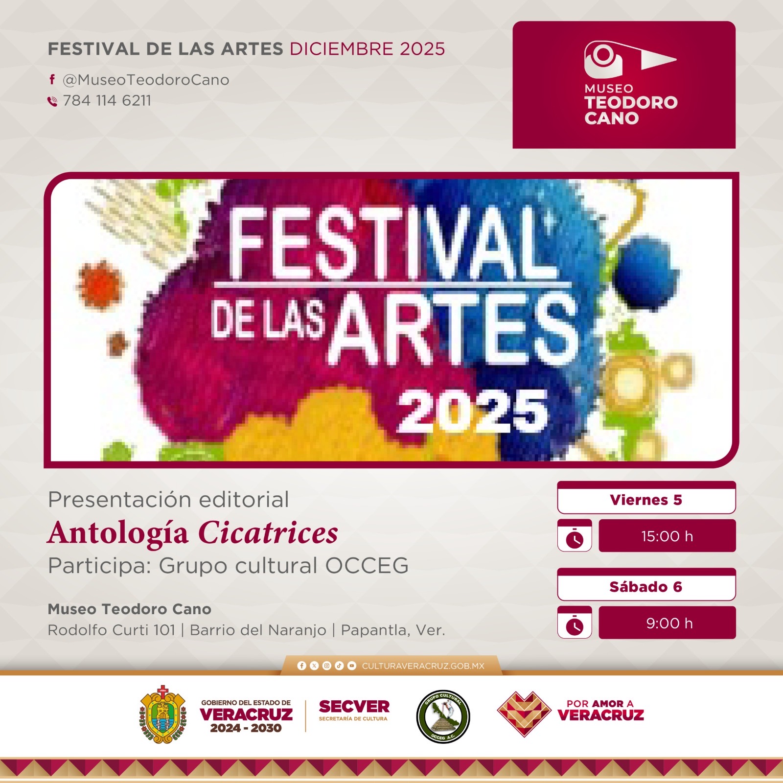 Antología Cicatrices, dentro del Festival de las Artes en el Museo Teodoro Cano