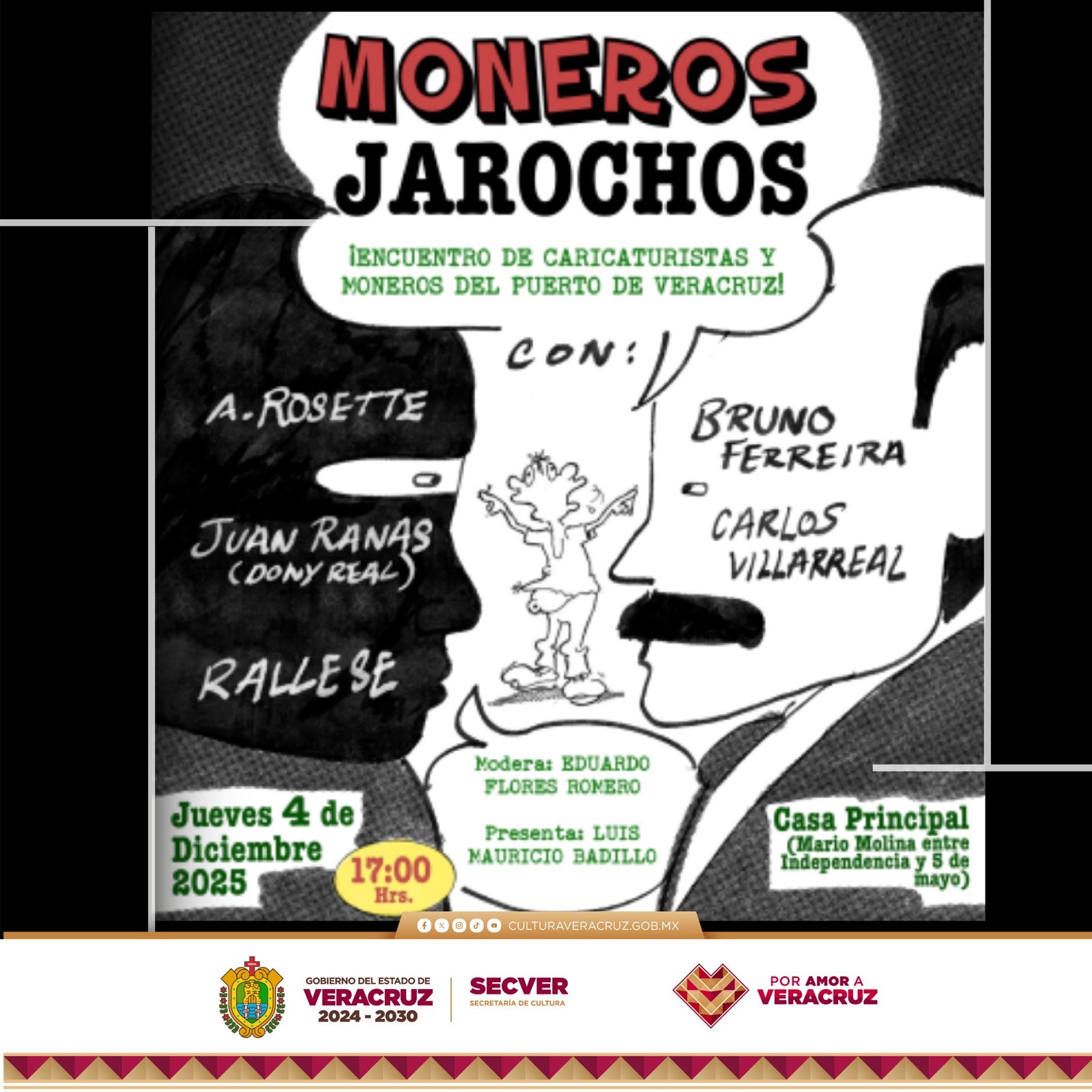 Invita SECVER al Encuentro de Ilustradores, Caricaturistas y Moneros del Puerto de Veracruz en Casa Principal