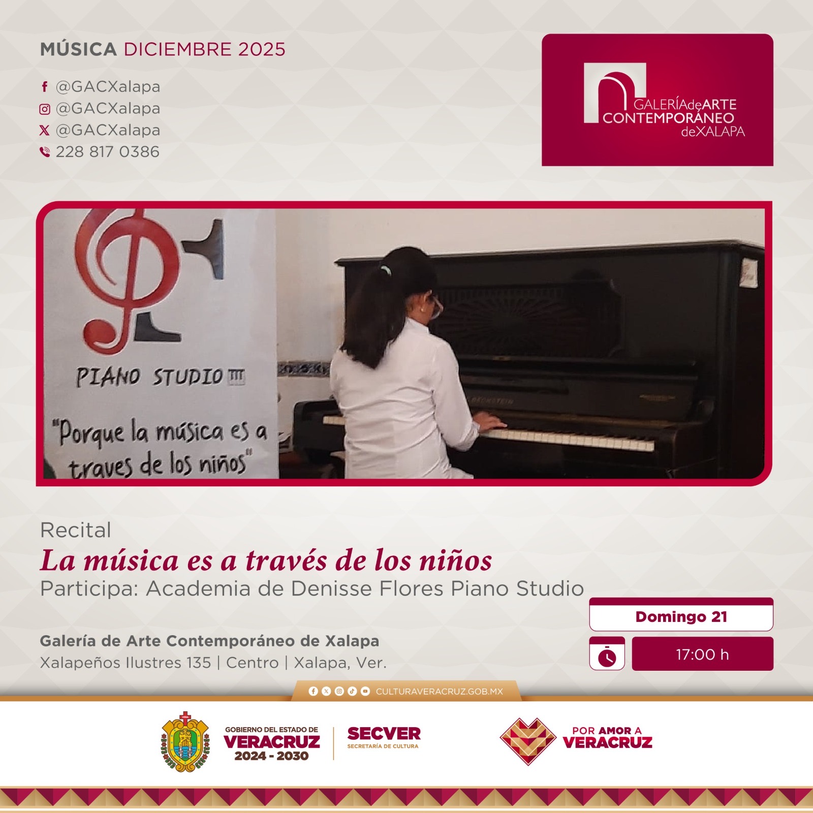 Invita SECVER a conciertos de diciembre en la GACX