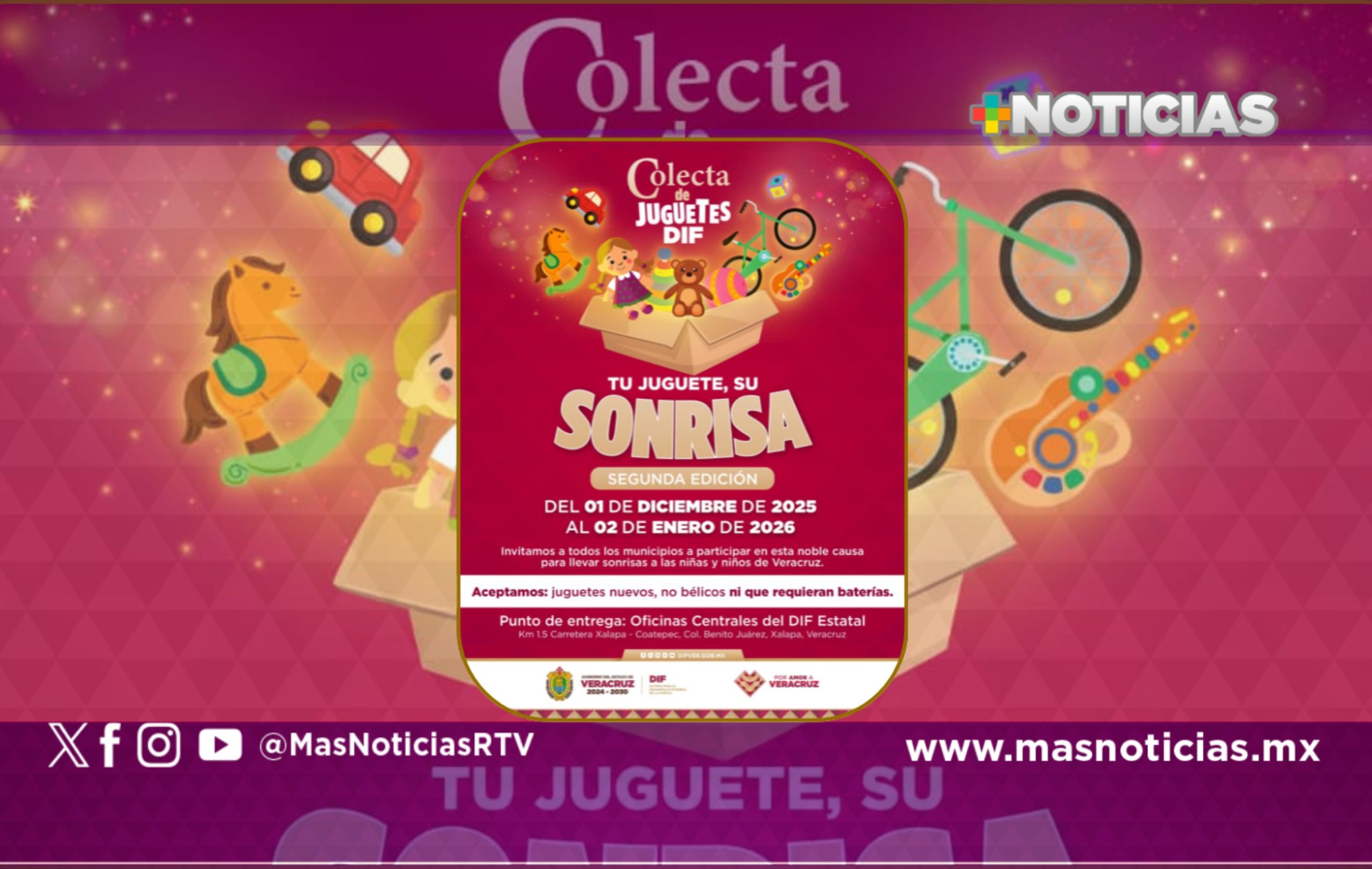 Invita DIF estatal a sumarse a la colecta Tu Juguete, Su Sonrisa; hasta el 2 de enero