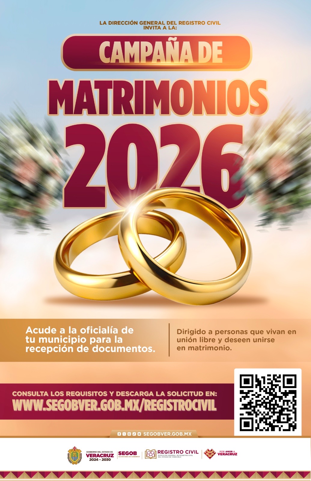 Registro Civil convoca a parejas en unión libre a la Campaña de Matrimonios
