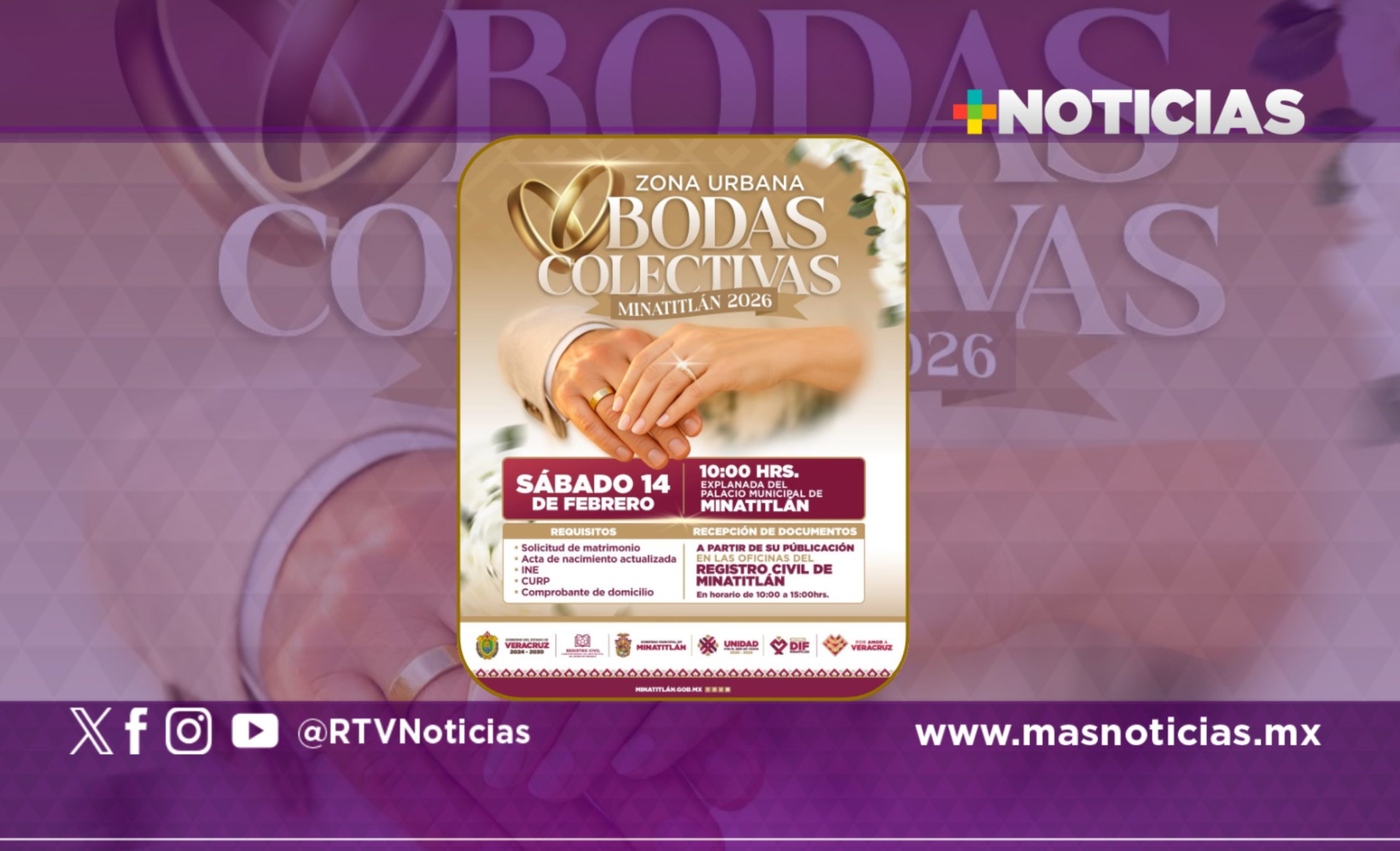 Boda Colectiva de Minatitlán se realizará el 13 de febrero