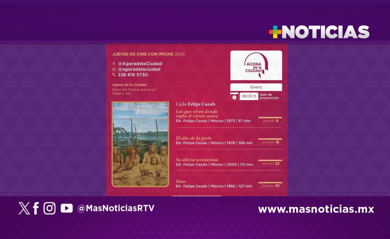 Ciclo de cine en honor a Felipe Cazals en el Ágora de la Ciudad