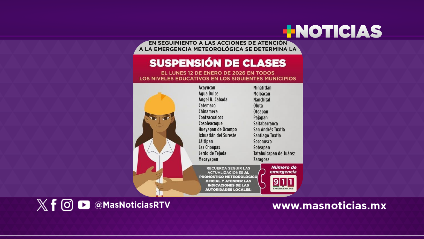 Suspensión de clases en 26 municipios del sur por pronóstico de lluvias