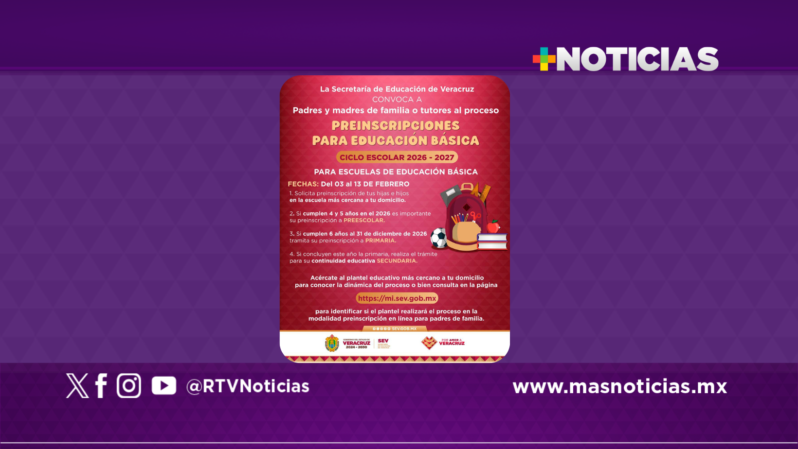 Publica SEV convocatoria para preinscripciones en Educación Básica