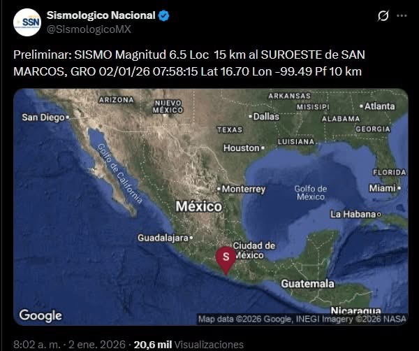 Sismo con epicentro en Guerrero se percibe en Veracruz