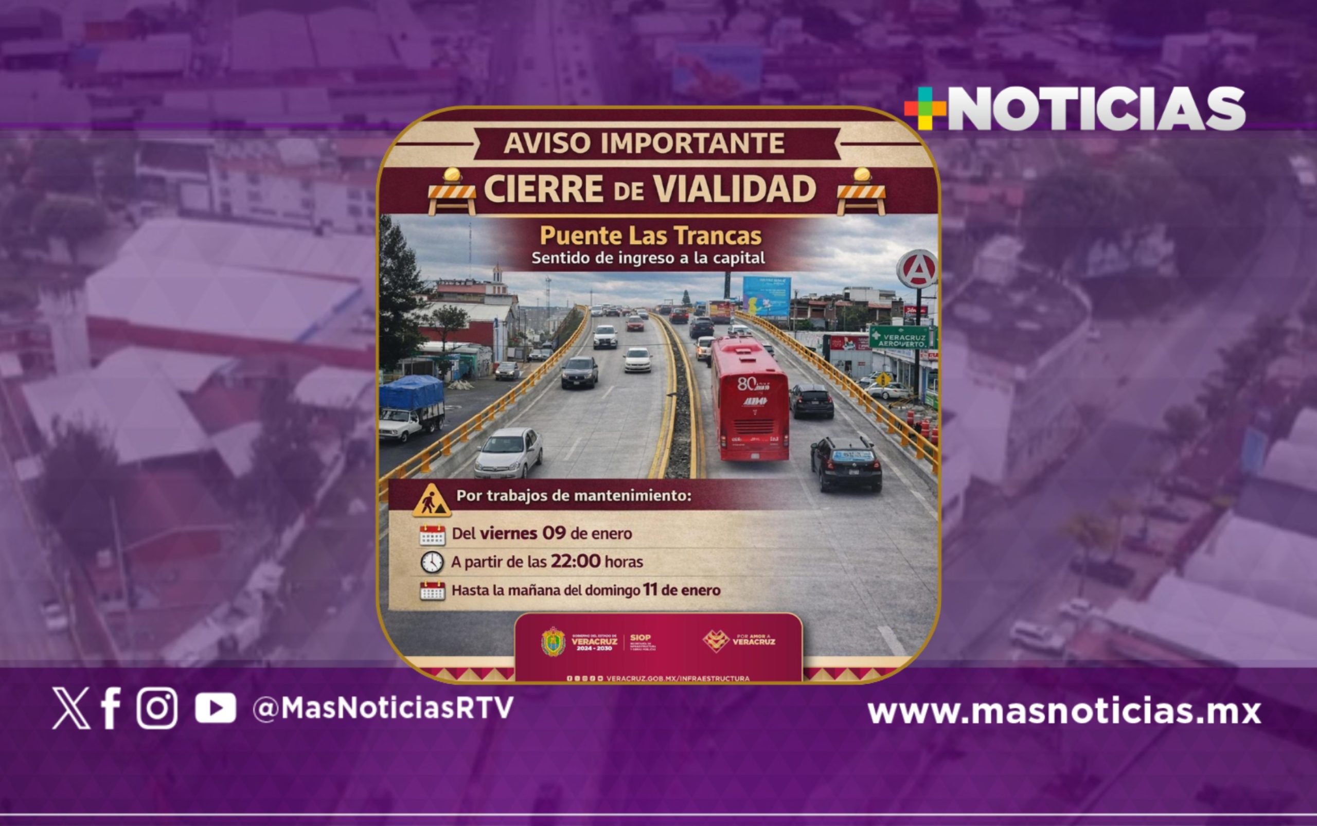 Por mantenimiento, cierre del puente Las Trancas en sentido de ingreso a Xalapa