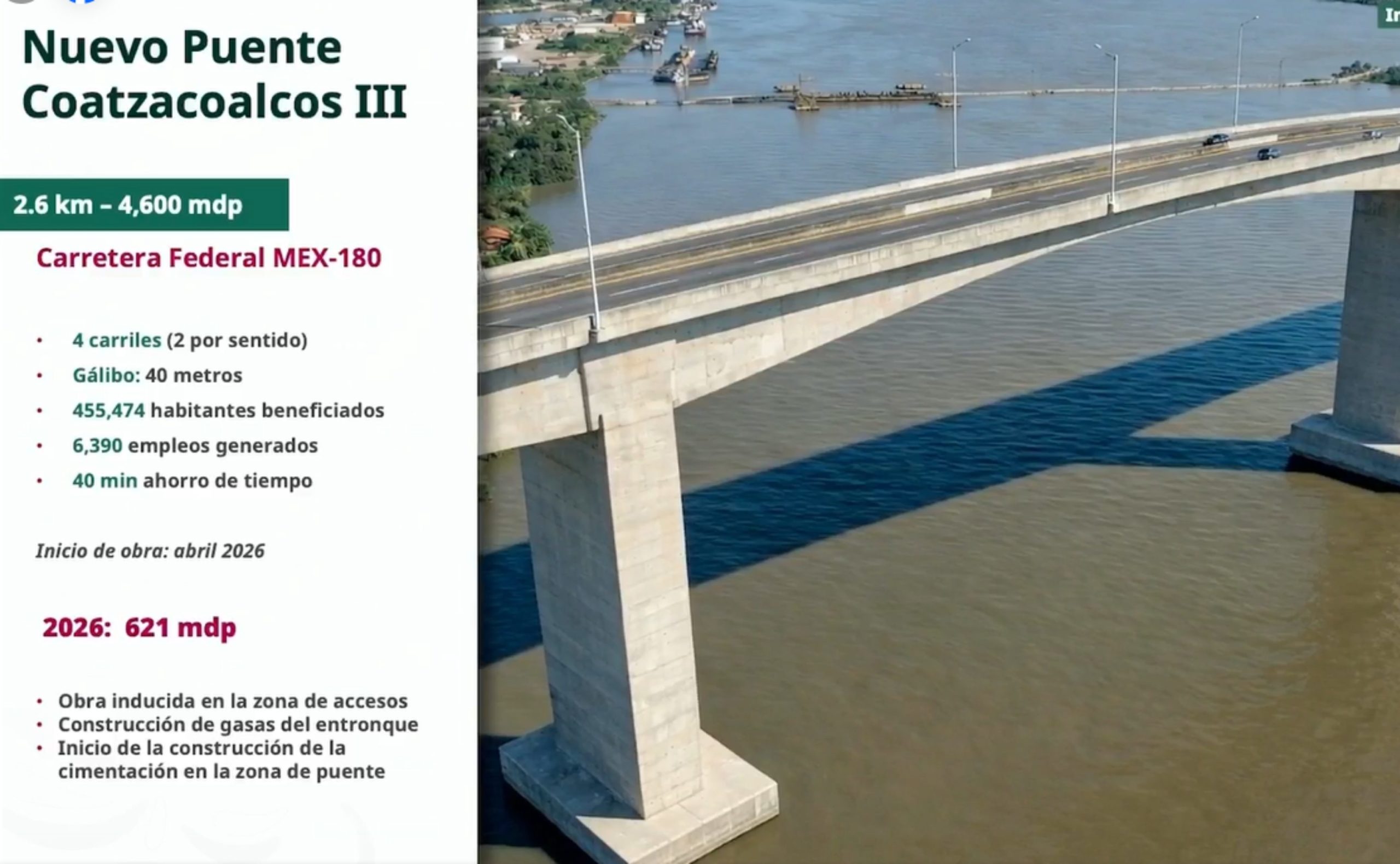 En abril comenzará construcción del Puente Coatzacoalcos III