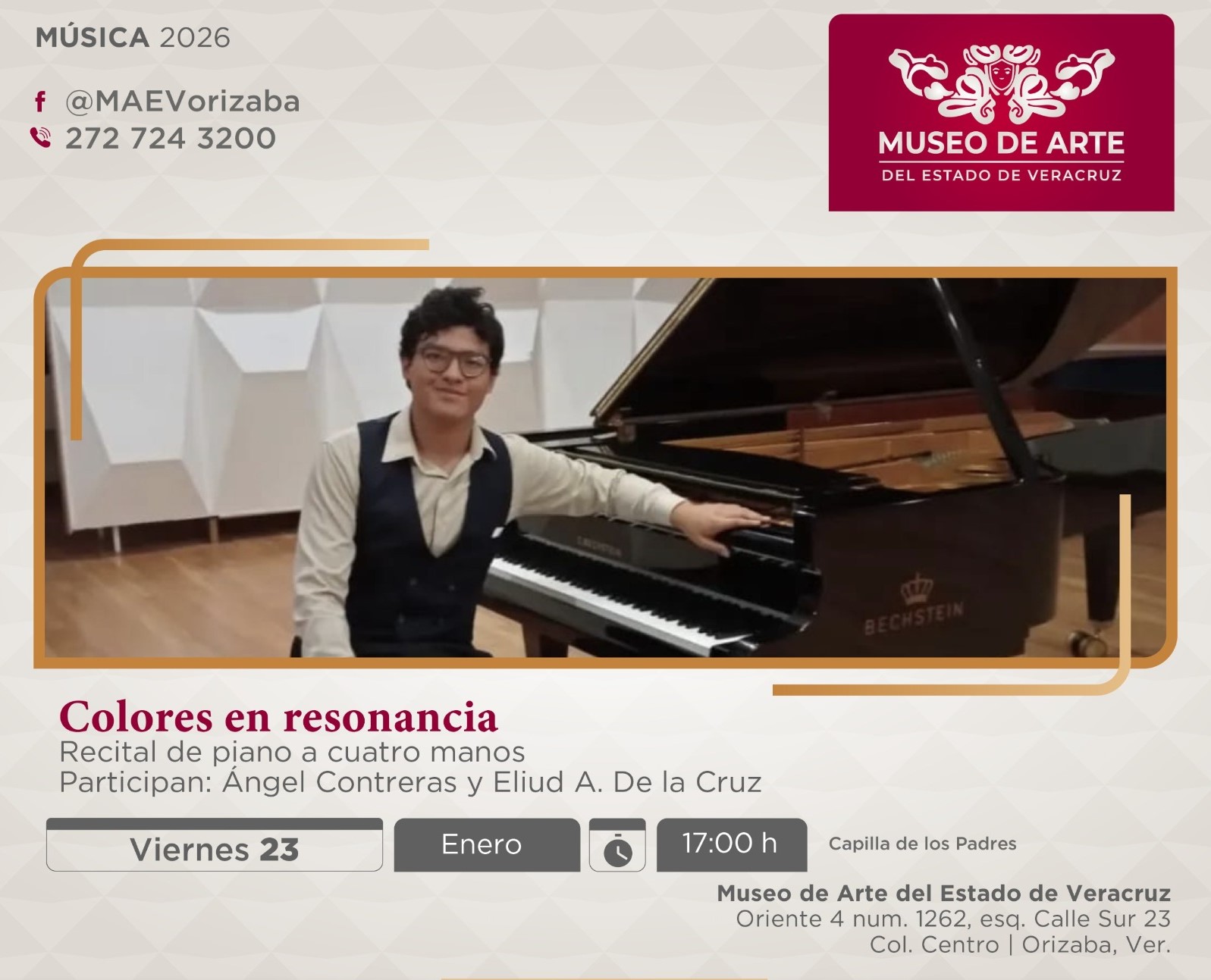 Invita Secver al recital de piano que se realizará en el MAEV