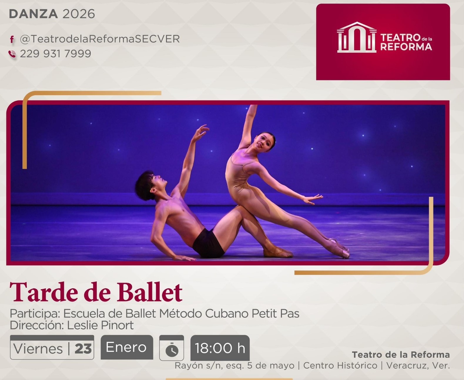 Invita Secver a presentación de ballet en el Teatro de la Reforma