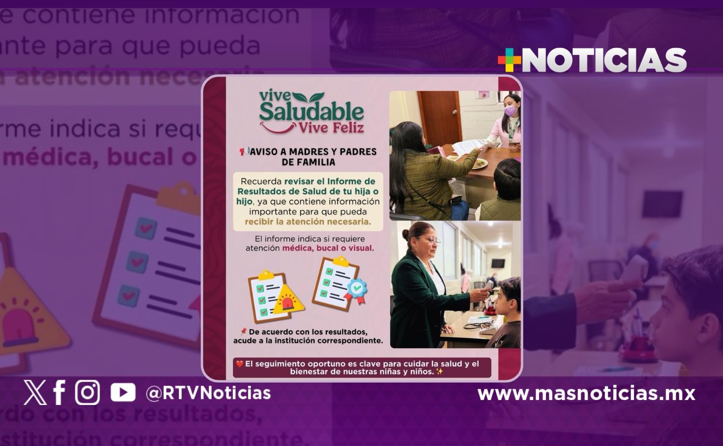 SEV llama a familias a consultar informe de salud escolar de primaria