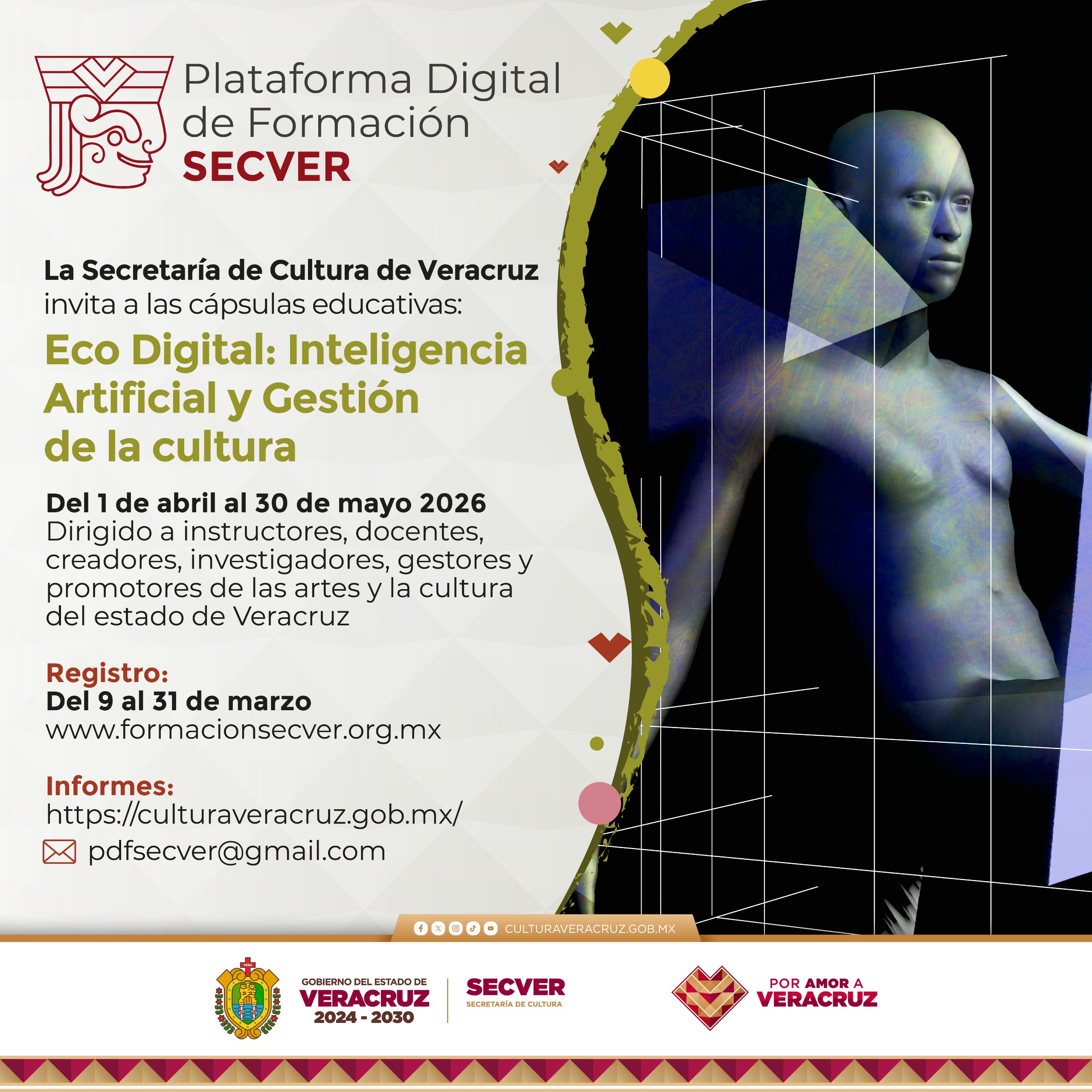 Promueve SECVER Eco Digital, cápsulas sobre inteligencia artificial y gestión cultural