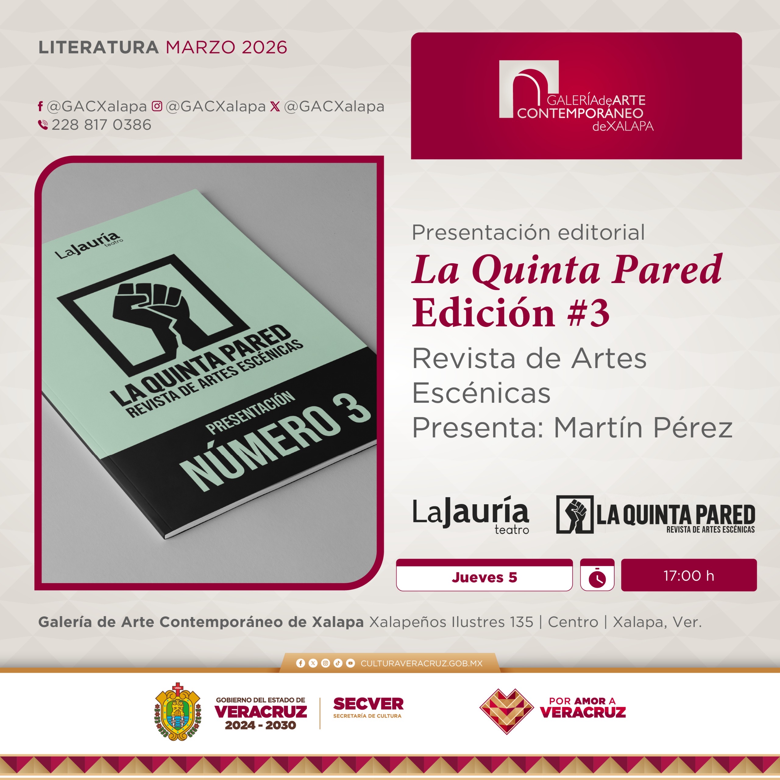 La SECVER invita a las presentaciones editoriales del mes de marzo en la GACX