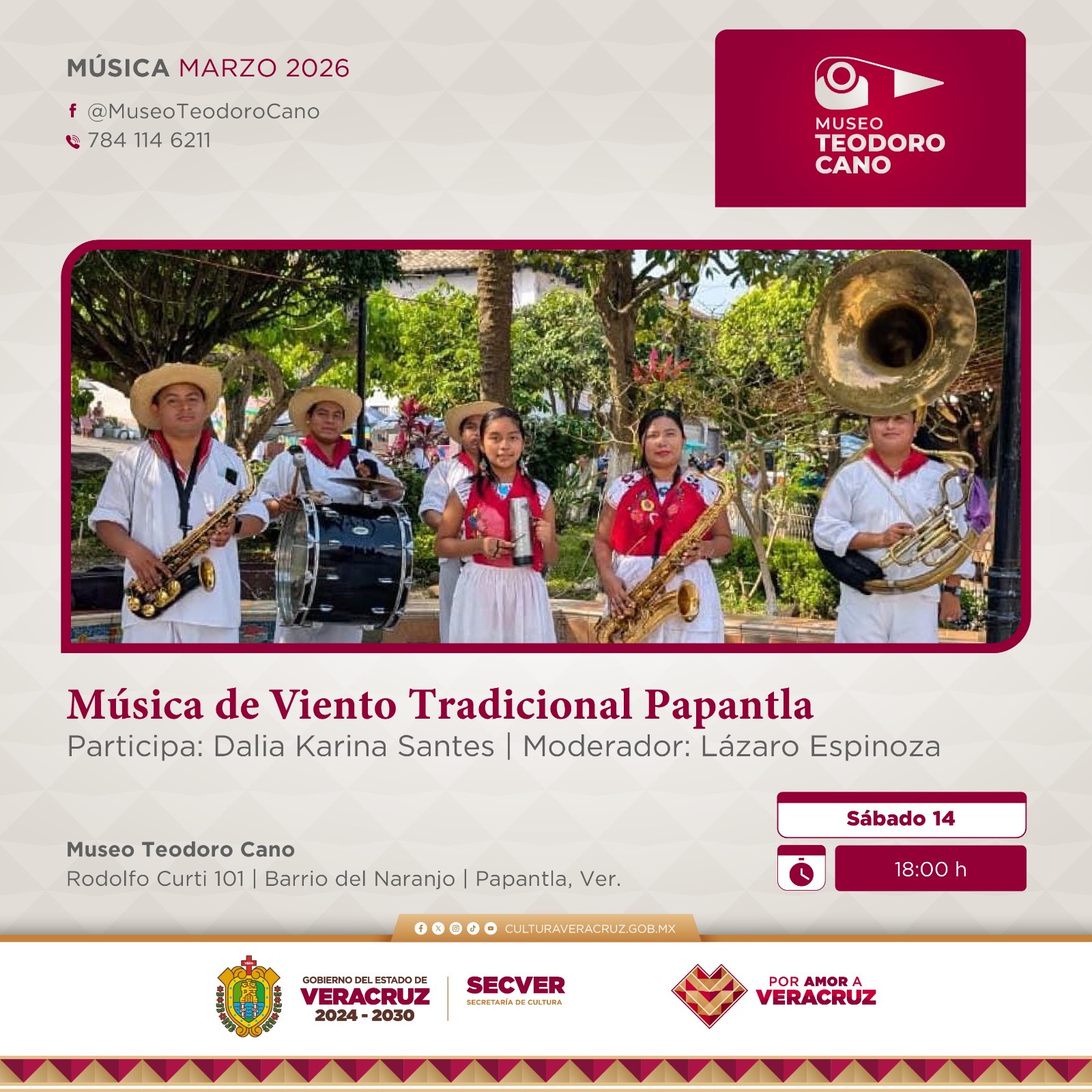 Invita SECVER a la presentación Música de Viento Tradicional Papantla