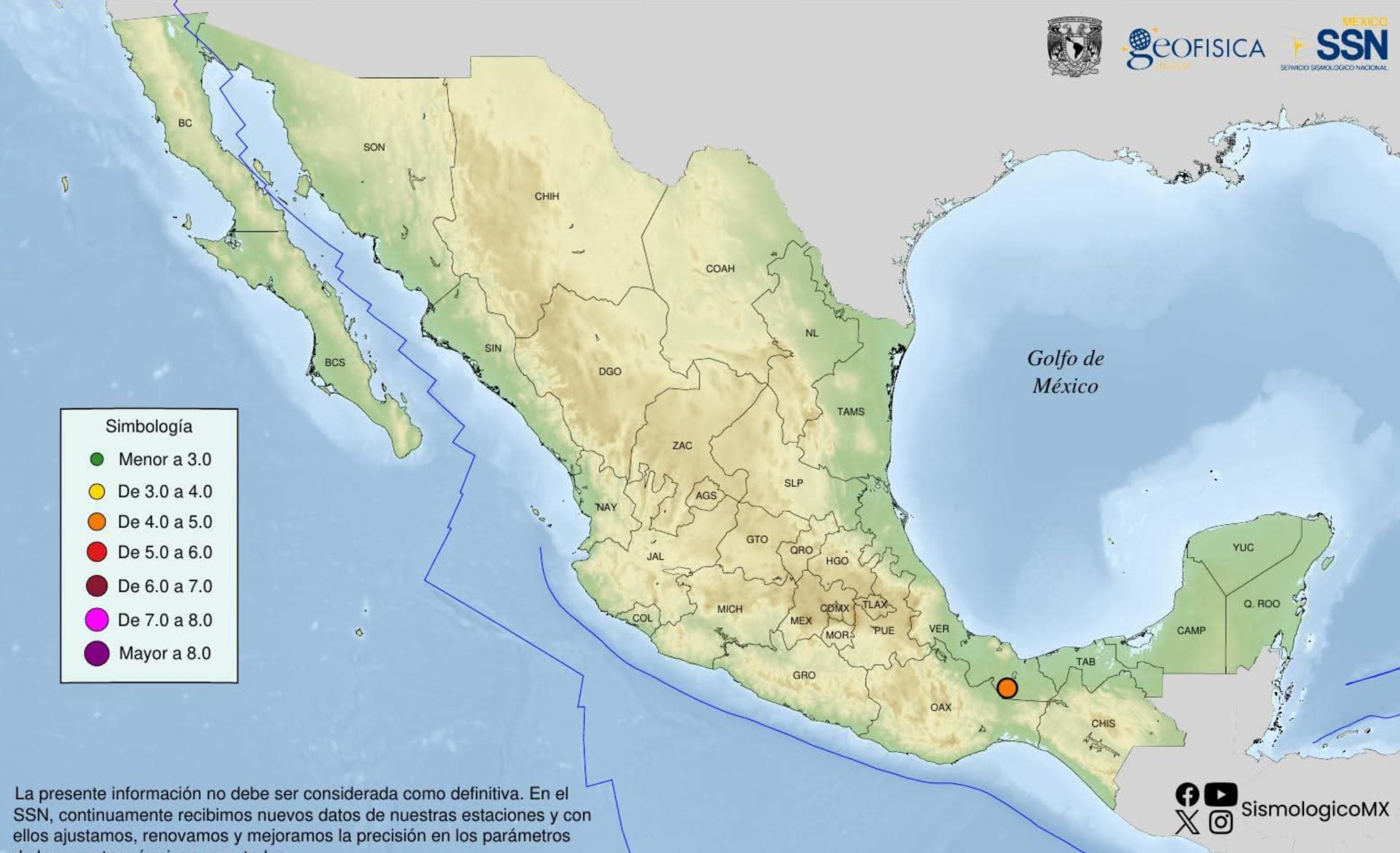 Registran sismos de magnitud en Rodríguez Clara y Sayula de Alemán