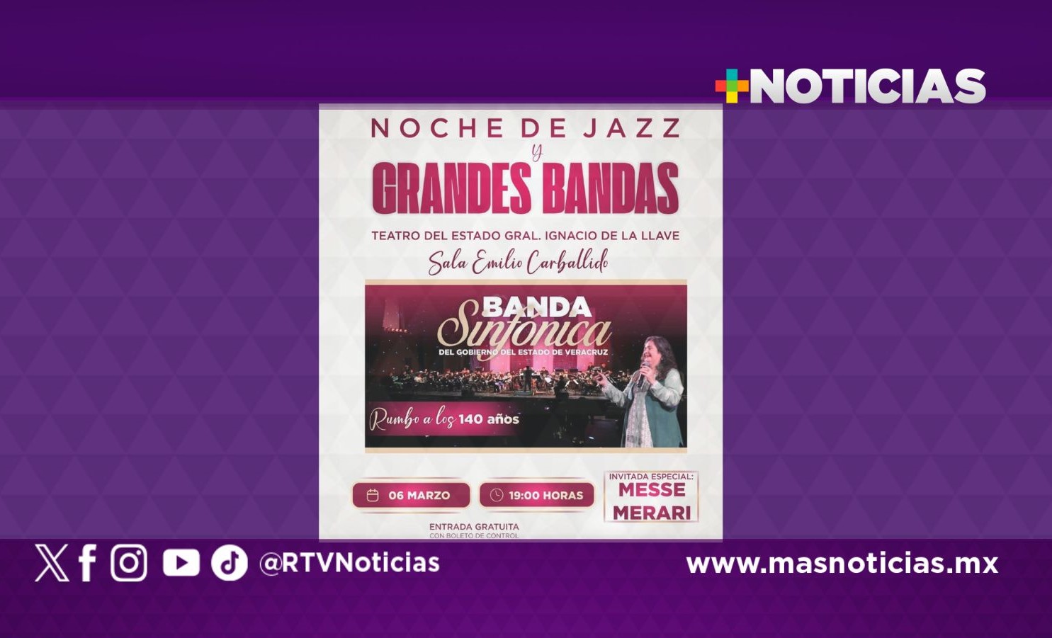 Invita Secver a concierto Noche de Jazz en el Teatro del Estado