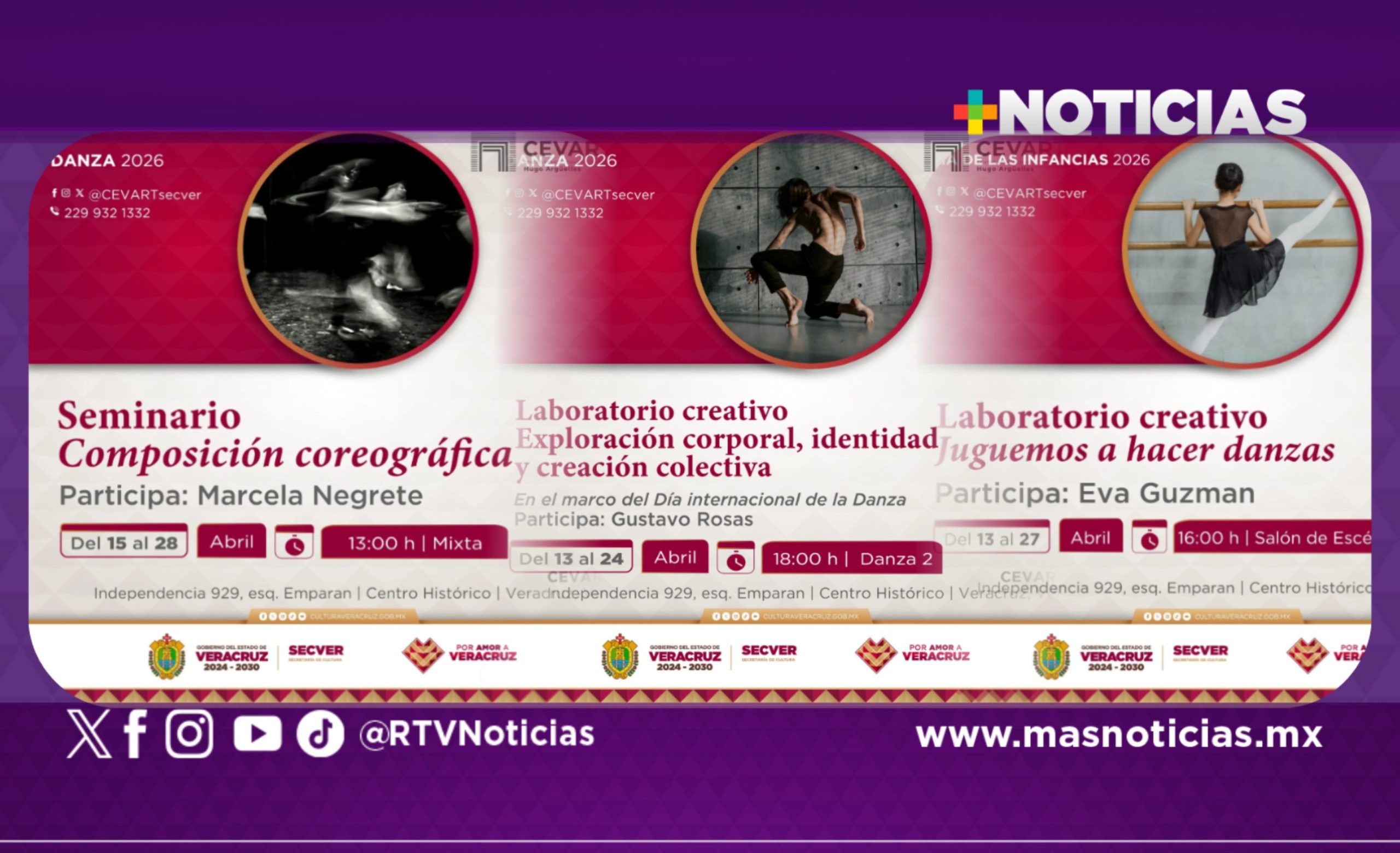 Invita Secver a laboratorios y seminarios de danza en el Cevart