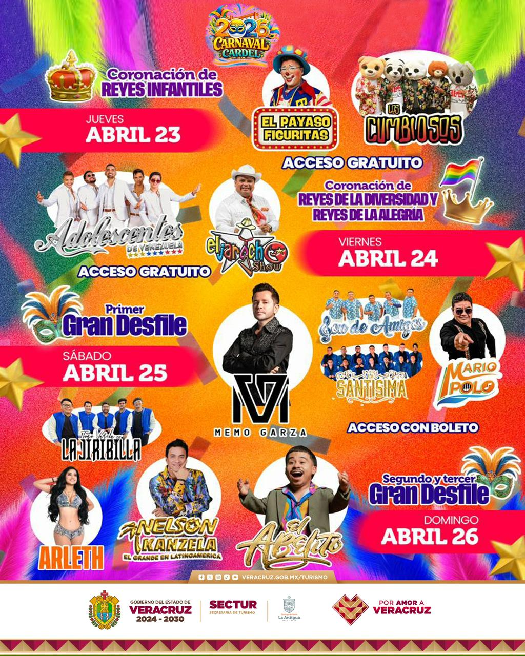 Llega el Carnaval Cardel 2026 con música y tradición del 23 al 26 de abril