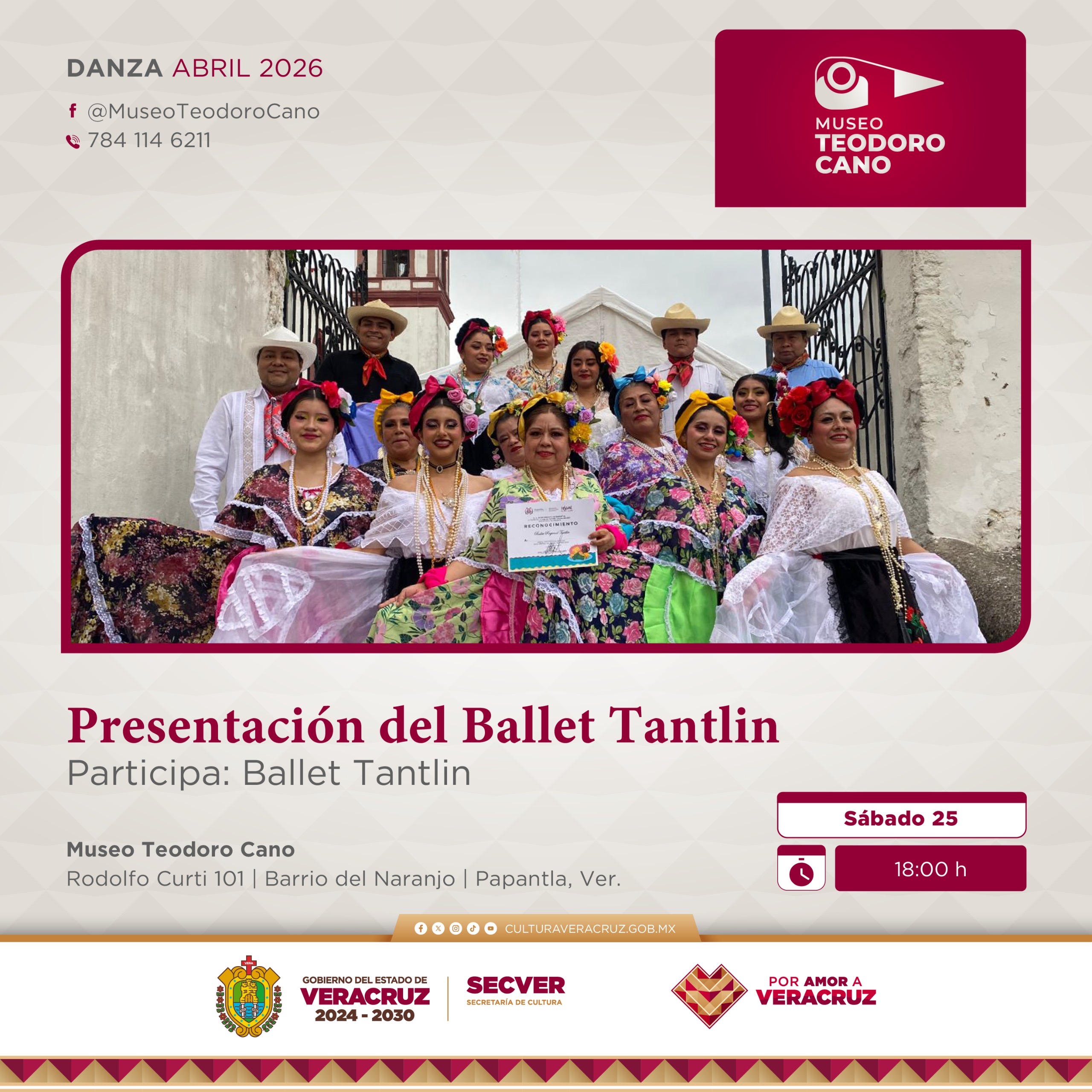 Presenta la SECVER al Ballet Tantlin en el Museo Teodoro Cano