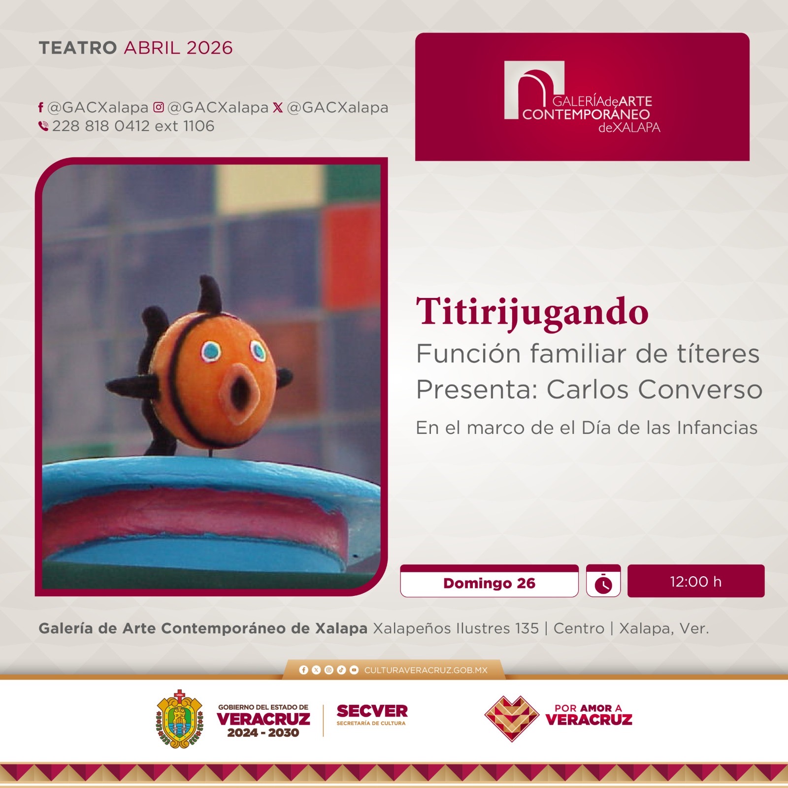 Titirijugando, una experiencia escénica que acerca la niñez al arte en la Galería de Arte Contemporáneo