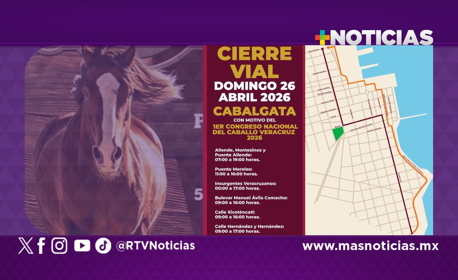 Mega cabalgata se realizará en la ciudad de Veracruz; tome precauciones