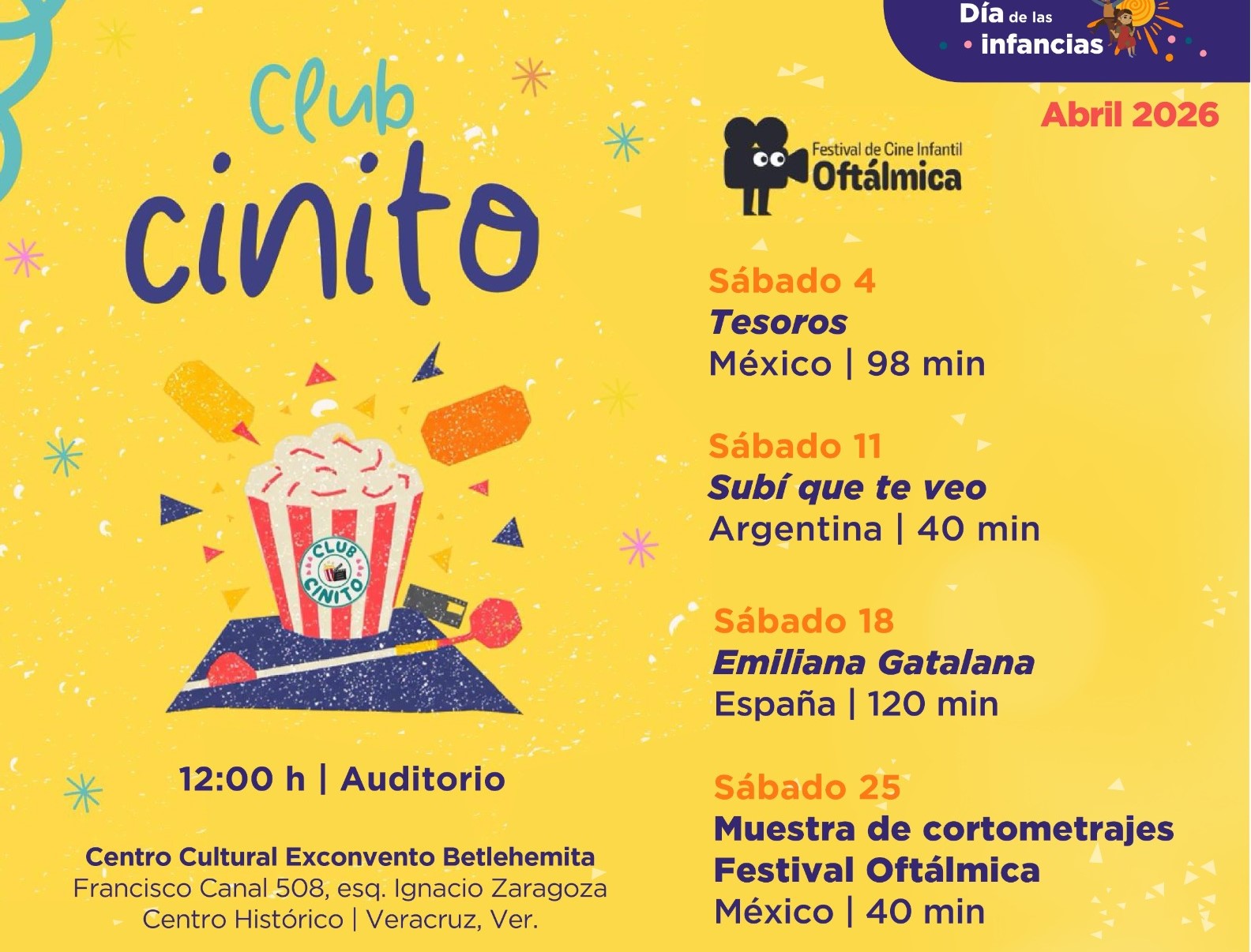 Presenta Secver Club Cinito, muestra hecha por y para niñas y niños en el Exconvento Betlehemita
