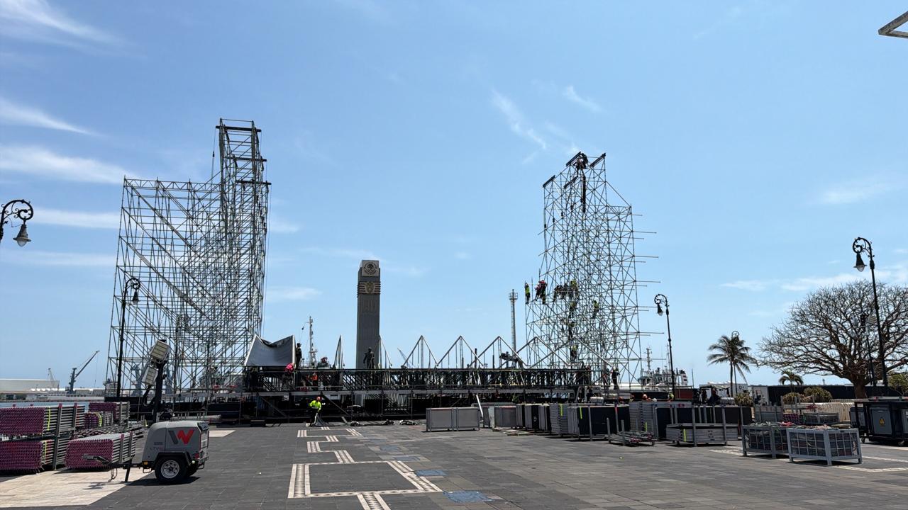Inicia instalación de escenario para concierto de Martin Garrix en Veracruz puerto