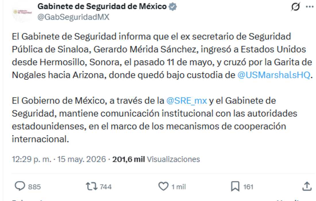 Detienen a exsecretario de Seguridad de Sinaloa