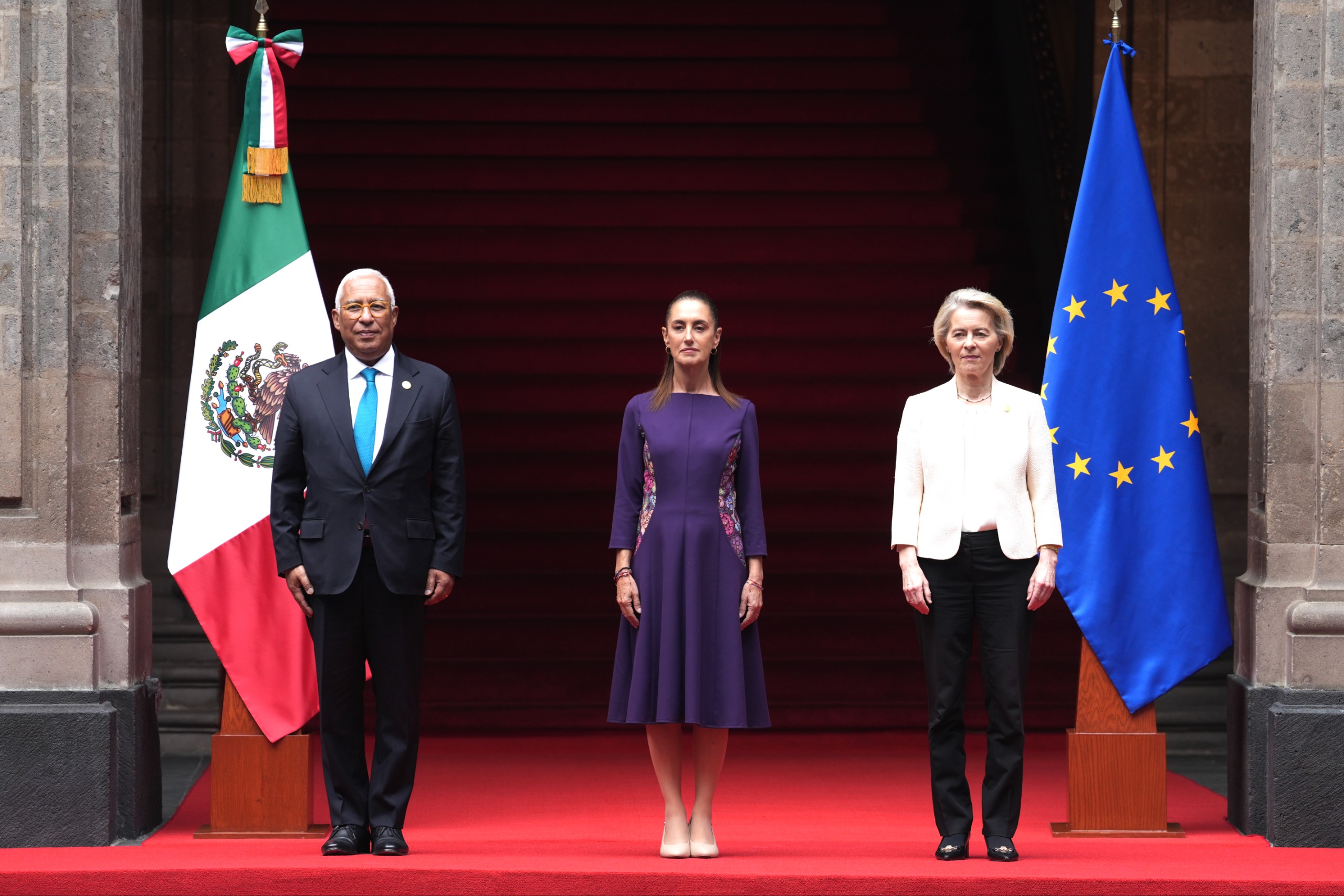 Presidenta Sheinbaum recibe a presidentes del Consejo Europeo y de la Comisión Europea